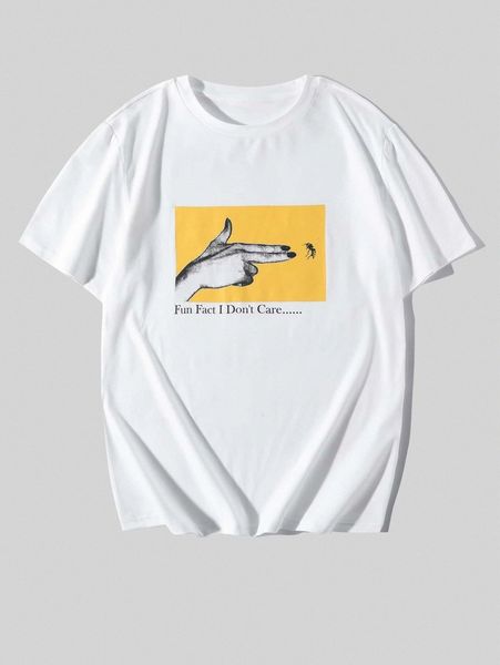 

men gesture & slogan graphic tee w4wb#, White;black