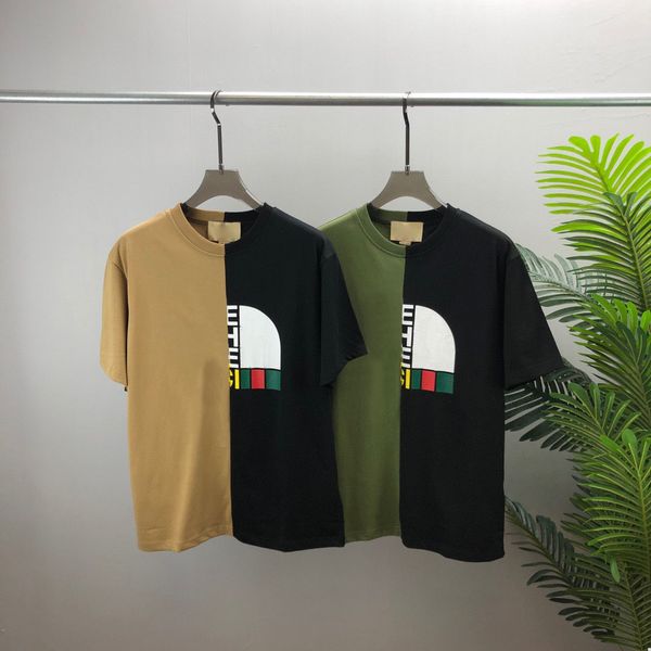 

22ss designer tide t shirts chest letter sweatshirts laminated print short sleeve high street loose oversize casual t-shirt 100% pure cotton, Black