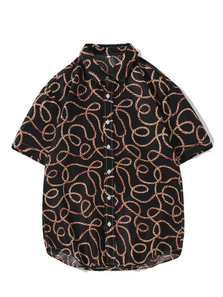 

men random rope print shirt e51d#, White;black