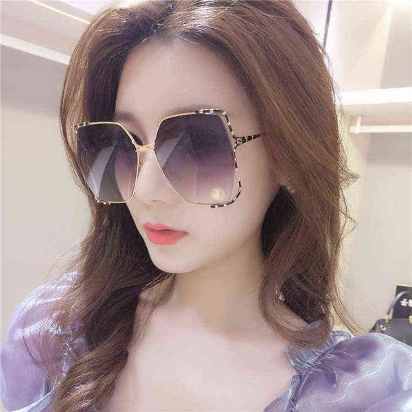 

new same metal large frame sunglasses womens shades leisure, White;black