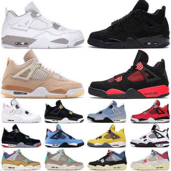 

jordens 4 mens outdoor shoes 4s jumpman 4 university blue black cat shimmer fire red white oreo sail metallic green men sports sneakers