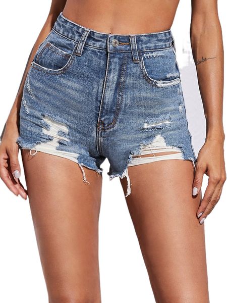

ripped raw hem denim shorts without belt bag j1lx#, White;black