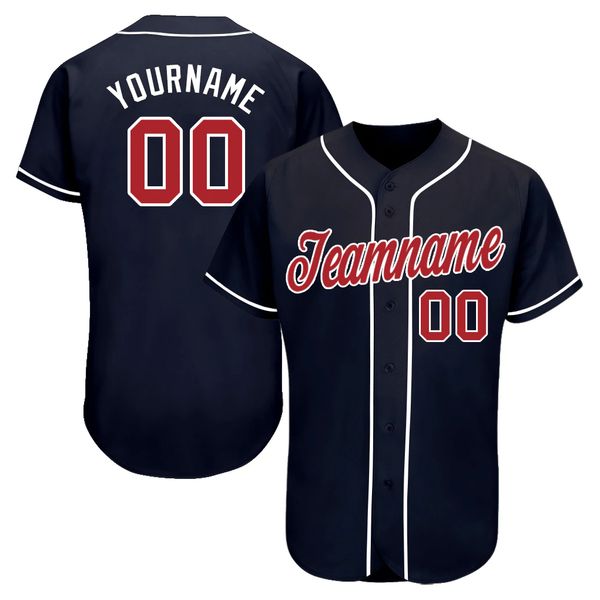 

custom navy red-white 6868 baseball jersey, Blue;black