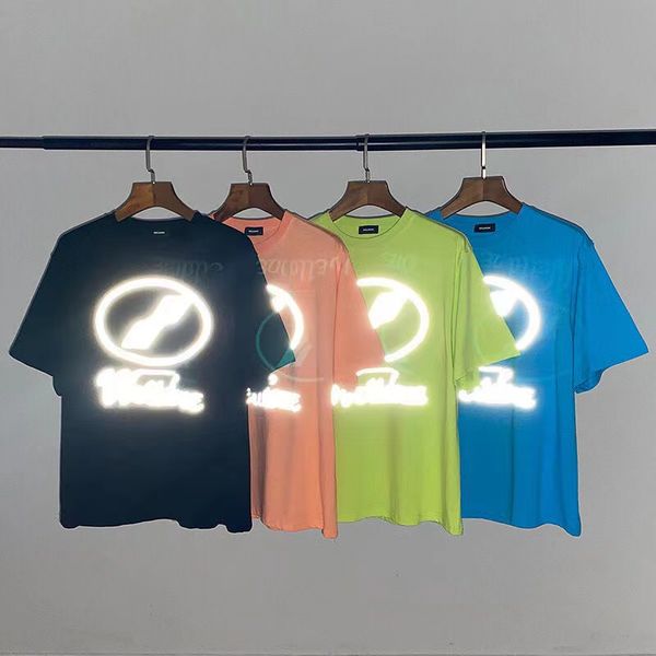 

men's t-shirts 3m reflective star same style we11done t-shirt -dyeing letter printing short-sleeved men women oversized welldone casual, White;black