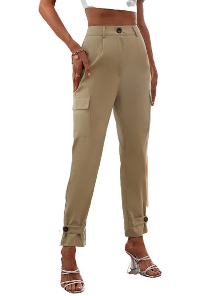

flap pockets cargo pants d5vq#, Black;white