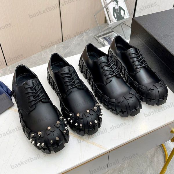 

men low non-slip edge beaded cowhide shoes male fashion thick bottom genuine leather dark metalsneakers black mens trainers