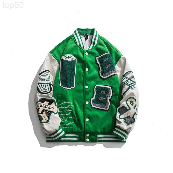 

men's jackets designer atn menswear | 2022 spring street letter flocking embroidered baseball suit trendy brand loose and versatile men, Black;brown