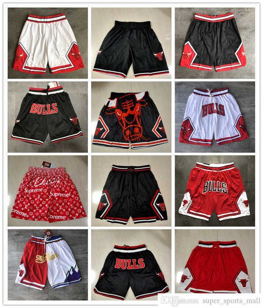 

chicago''bulls''men retro basketball shorts pocket red black size s-2xl