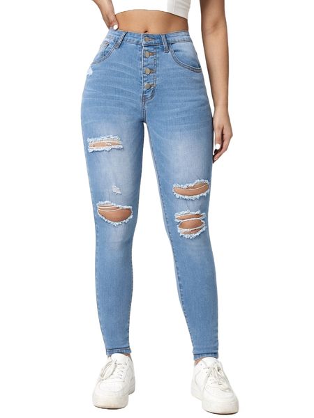 

washed ripped skinny jeans d5db#, Blue