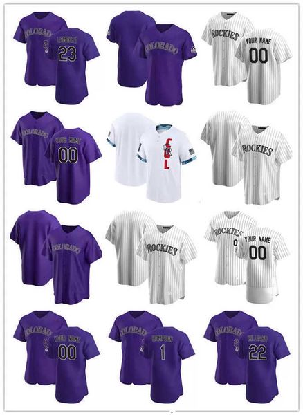 

2022 custom jersey colorado''rockies''mens women youth 28 nolan arenado 62 yency almonte 19 charlie blackmon 27 trevor s, Blue;black