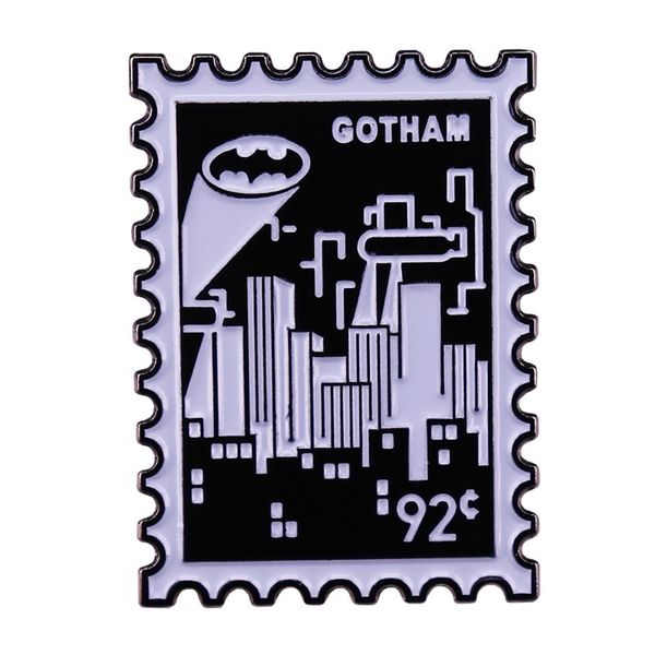 

gotham city stamp enamel pin badge, Blue