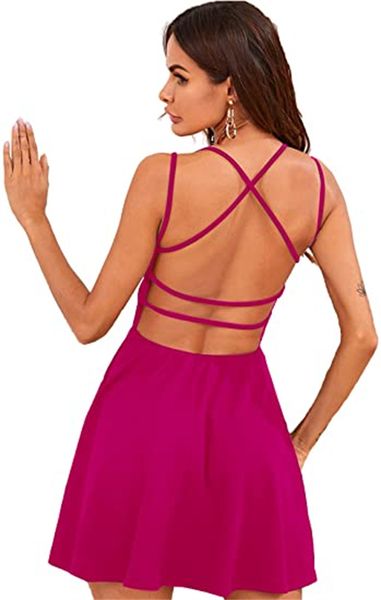 

women's & tees sleeveless, crossed, halterneck dress with deep v neckline, White