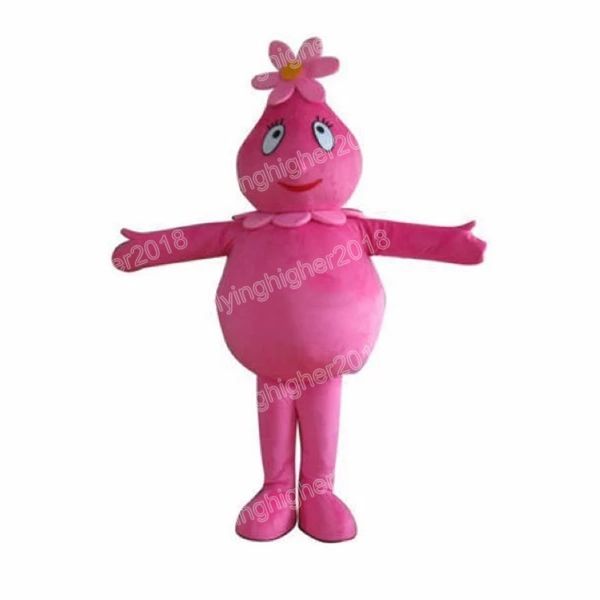 Hallowe Pink Flower Doll Mascot Costume Cartoon Anime Tema Personagem Carnaval Adulto Vestido Unissex Festa de Aniversário de Natal Roupa ao ar livre