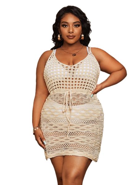 

plus drawstring waist cover up a6dq#, Black