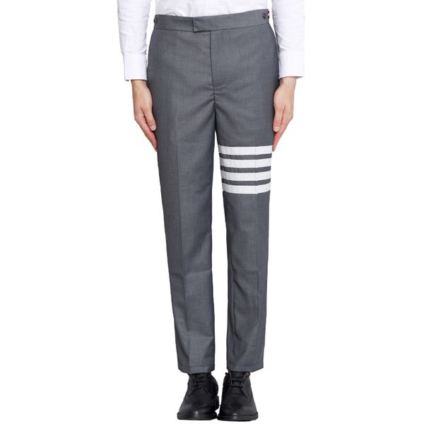 

tb thom men's pant spring autunm fashion brand suit pants white 4-bar stripe formal casual wholesale trousers for men, Black
