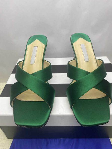 

fashion classic women's imported silk cross slippers summer luxury designer sandals leather exotic high heels thick heels .5cm 35-41, Black