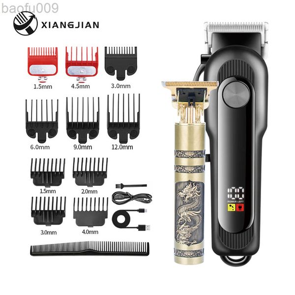 2022 NOVA Máquina de Cortar Cabelo Elétrica Man LCD Barbeador Aparador Para Barbeiro Profissional Barba Recarregável Conjunto de Máquina de Corte de Cabelo L220809