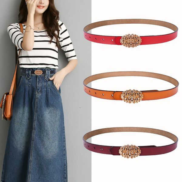 

belt womens cowhide fashion all-match vintage internet celebrity minimalist corset accessories jeans suit pants korean fashion, Black;white