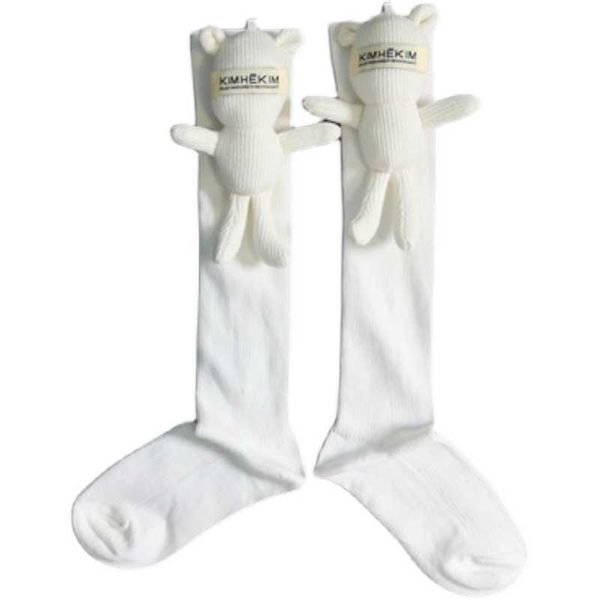 

men's socks kim doll tide brand hand sewn bear socks and women's ins medium tube calf black white knee