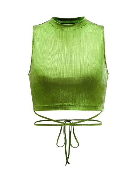 

mock neck tie back tank y7ji#, White
