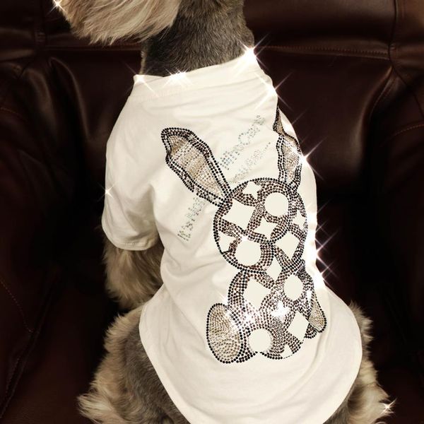 

rhinestone pet t shirt sweat shirts cartoon printed pets vest dog apparel summer thin schnauzer puppy clothes198o