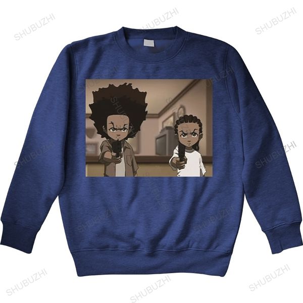 

the boondocks huey and riley print hoody autumn mens fashion harajuku pure cotton hoodies oversized women retro long sleeve 220809, Black