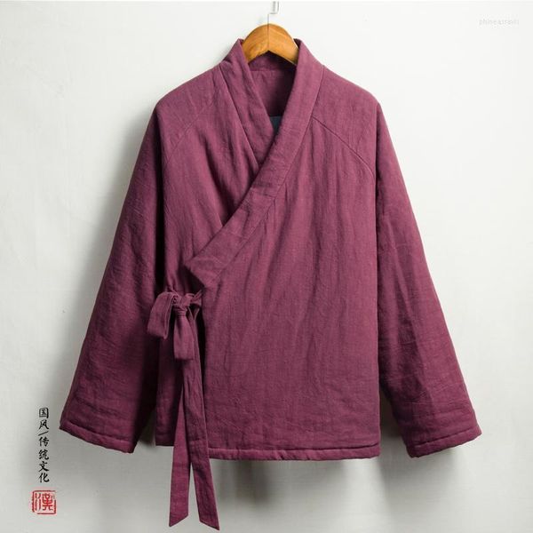 Piumino da uomo Parka invernale Hanfu Kimono Uomo Capispalla stile cinese Giacca a vento Vestaglie Cappotto caldo spesso Giacca imbottita in cotone vintage Phin22