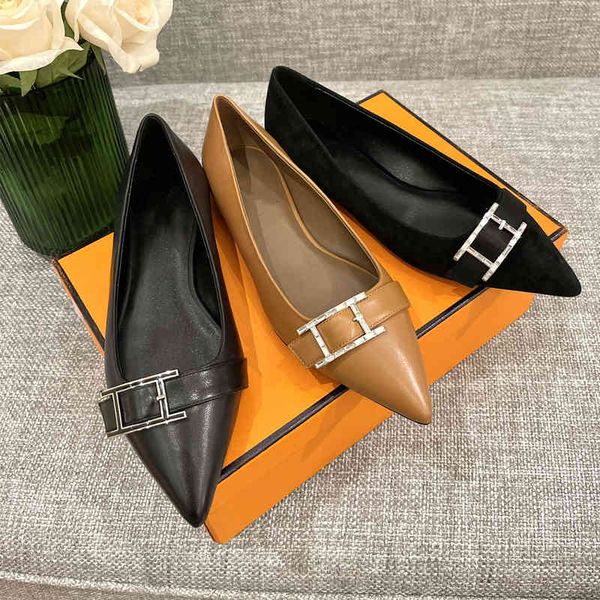 

dress shoes genuine leather women shoes apartments low heel natural cow suede crystal buckle pointed toe designer spring, Black