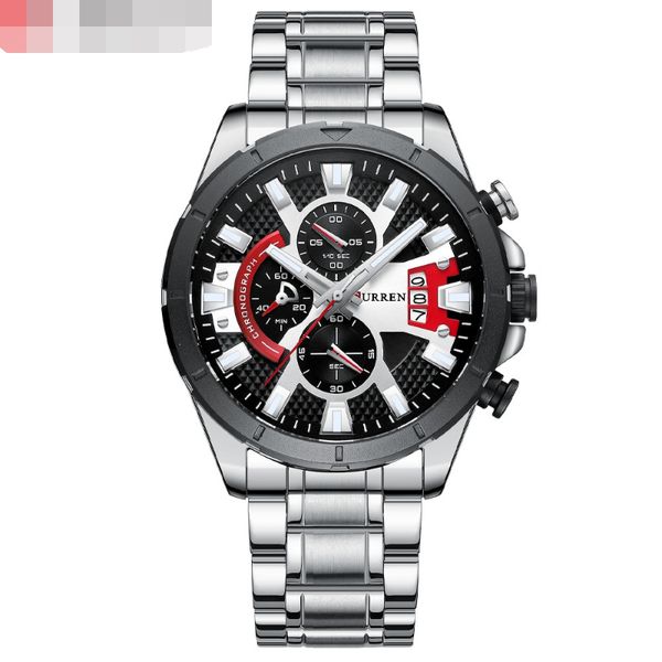 

cool triangle color men's watch fashion wave leather watches waterproof quartz watchetl1, Slivery;brown