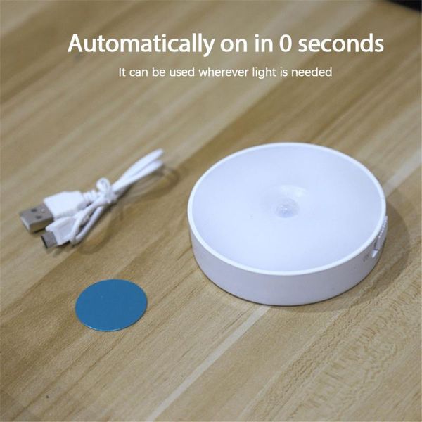 Luzes noturnas 1pcs 6 LEDs Stair Lamp Pir Motion Sensor Light Automoth/Off for Bedroom Stairs Armet Wardrobe Wireless Wireless USB Wall