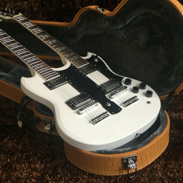 

diy brand new white double head sg electric guitar