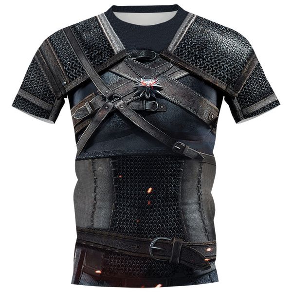 

cloocl men t-shirt viking tattoo armor 3d pattern printed women shirt short sleeve harajuku casual streetwear 220421, White;black