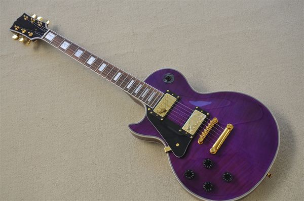 

guitar left hand purple noble quality six string gold accessories rosewood fingerboard can be made into right hand
