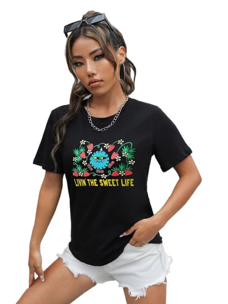 

x moldazor cartoon & slogan graphic tee c1ni#, White