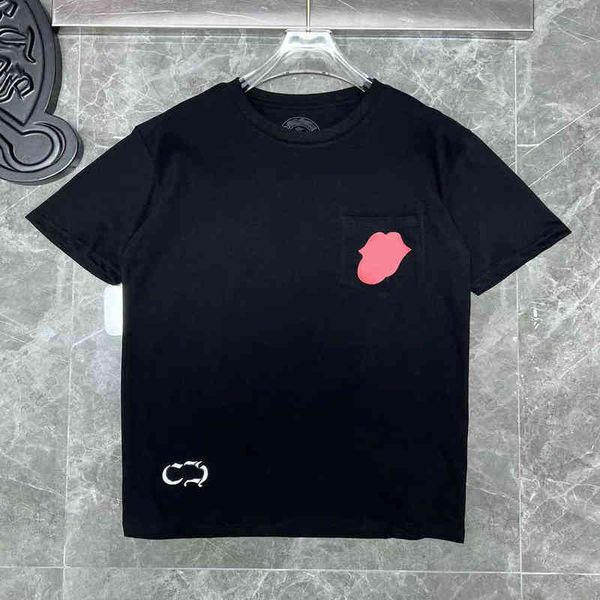 

brand mens luxury t shirts ch fashion man tees sanskrit letter t-shirt summer horseshoe flower cross short sleeve designer tshirts hip hop s, White;black
