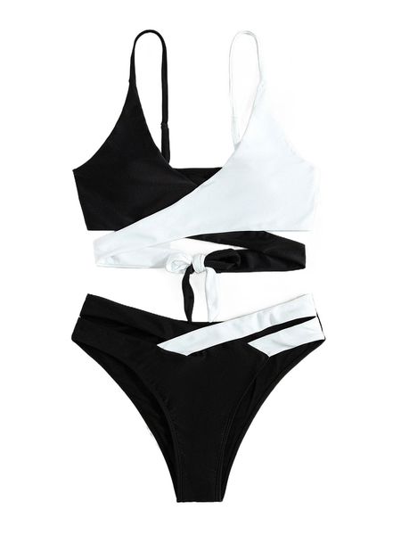 

color block cut out bikini swimsuit d3ly#, White;black