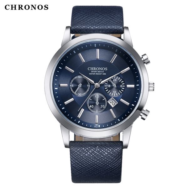 

cwp luxury watch mens brand holuns genuine 50m waterproof leather men business casual fashion quartz watches montre homme/007 brw a2, Slivery;brown
