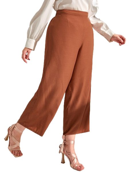 

plus high waist wide leg pants g8ce#, Black