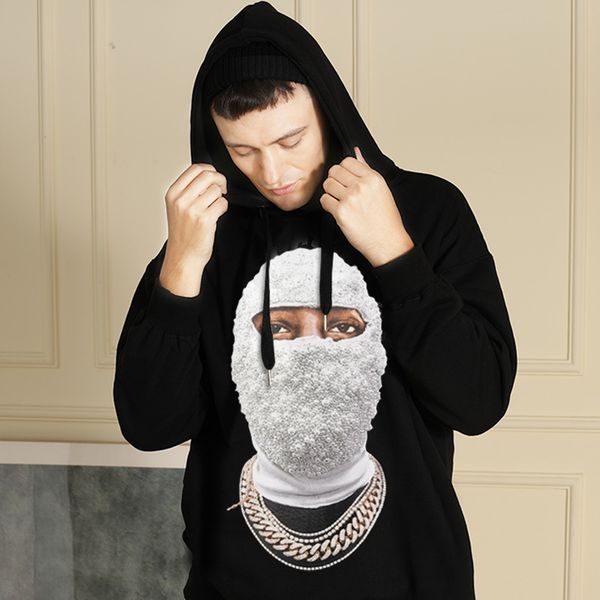 

men's hoodies & sweatshirts mens womens hooded sweater fashion style plus velvet printing male asian size s-xl, Black