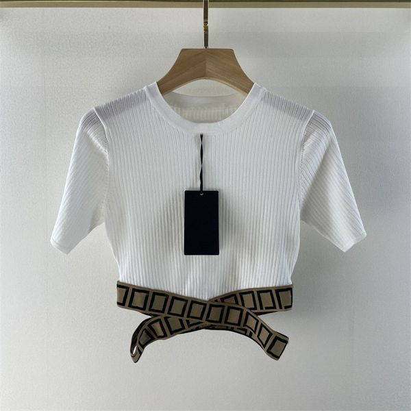 

women's knits with letter splicing versatile short-sleeve tees show lady t-shirt white high quality