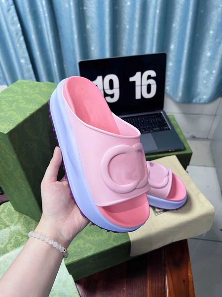 

yucheng01 women's macarone thick soled slippers breathable non slip platform fashion 2022 summer tpu material sole, Black