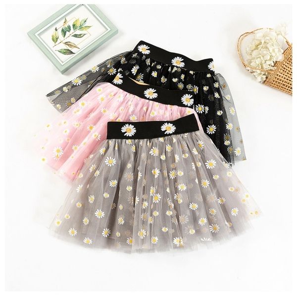 

summer small daisy girls skirts mesh princess tutu skirt floral pettiskirt cute children's skirt for girl 90130cm 220525, Blue