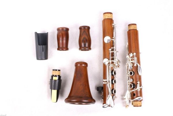 Nuovo CLARINETTO professionale Corpo in legno di palissandro Chiave placcata in nichel Chiave in Sib 17 tasti n. 8 clarinetto