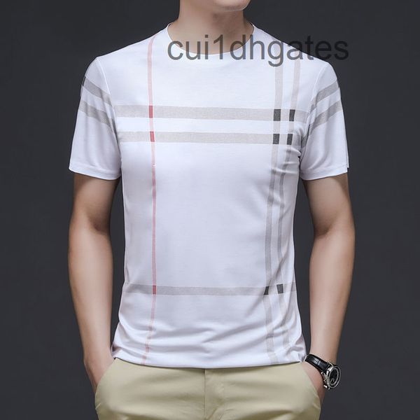 

2022 designer classic t shirt and polo shirts summer round neck printed plaid short sleeve t-shirt men's young, White;black