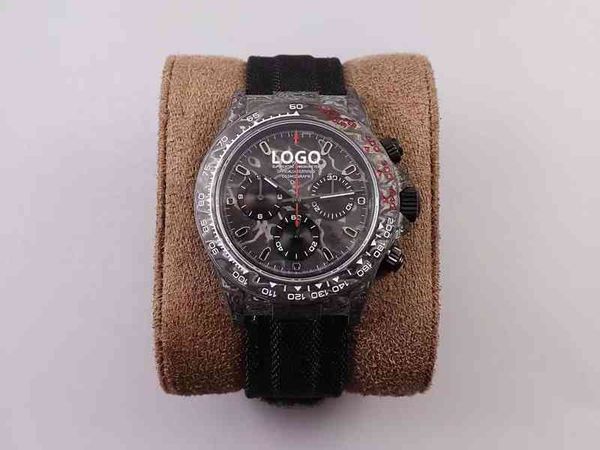 

luxury datejust watches men gmt quality 40mm 904 steel chronograph movement carbon fiber case, Slivery;brown