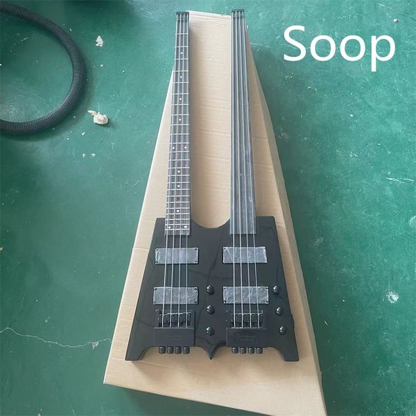 

in stock headless double guitar head black 4 string and 4 string electric bass