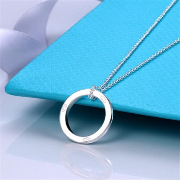 

same t round ring necklace women's silver fashion jewelry chains for women necklaces circle steel seal letter pendant clavicl243y
