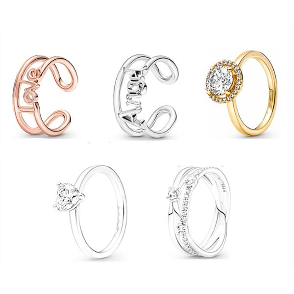 

new 100% 925 sterling silver ring fit pandora mother's day love heart letter clear cz stone mom letter rings for european women wedding