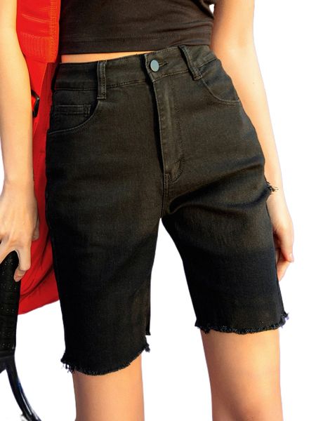 

dazy raw hem bermuda denim shorts 05xd#, White;black