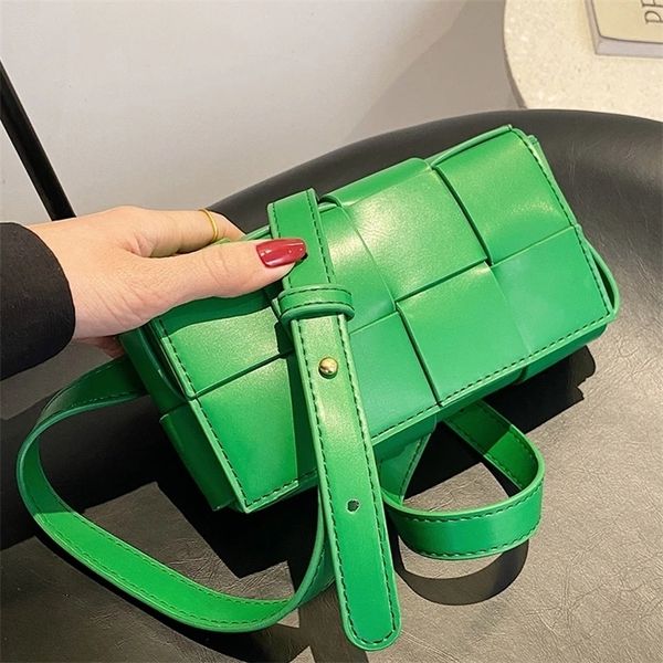 

leather woven small waist bags for women luxury bag weave trend chest pouch female 220608